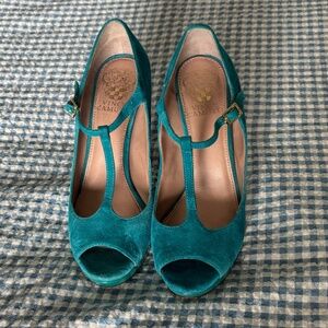 Vince Camuto Suede T Strap Platform Mary Janes Sz 6 1/2